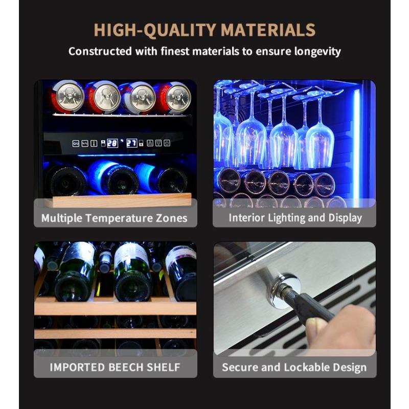 Airo 120V 66 Bottles Wine and  - Wine Beer Fridge Cabinet 评论和价格