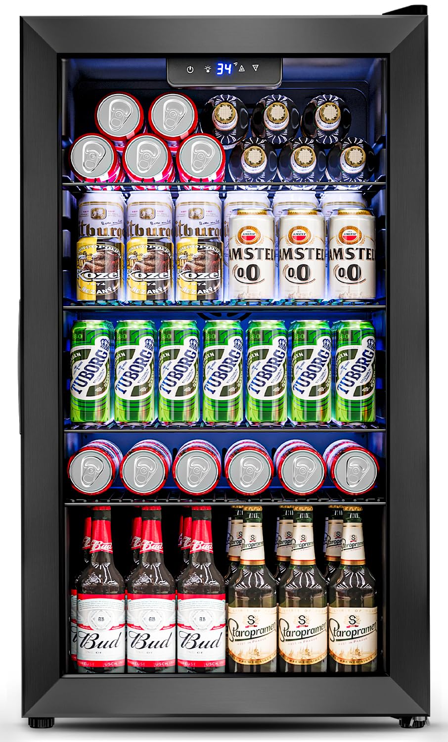 3.2 Cu.Ft Glass Door Mini Frid - Wine Beer Mini Fridge 评论和价格