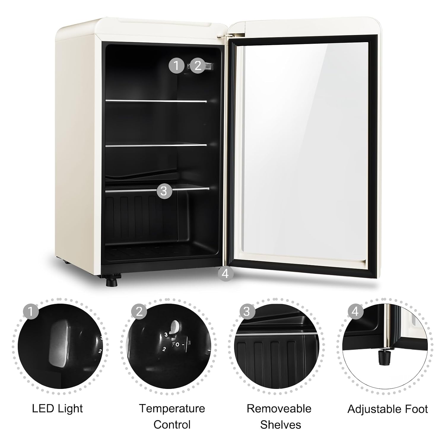 Retro Beverage Refrigerator, 3 - Wine Beer Mini Fridge 评论和价格